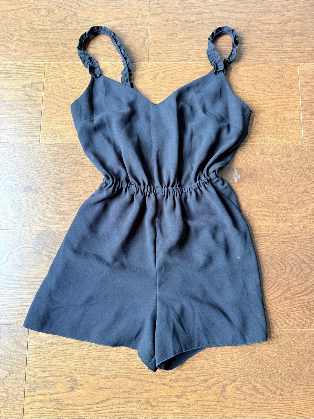 Wilfred Black Sleeveless Romper with Elastic Waist